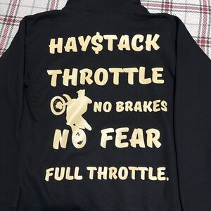 Black Hoodie with Light Cream Graphic Print